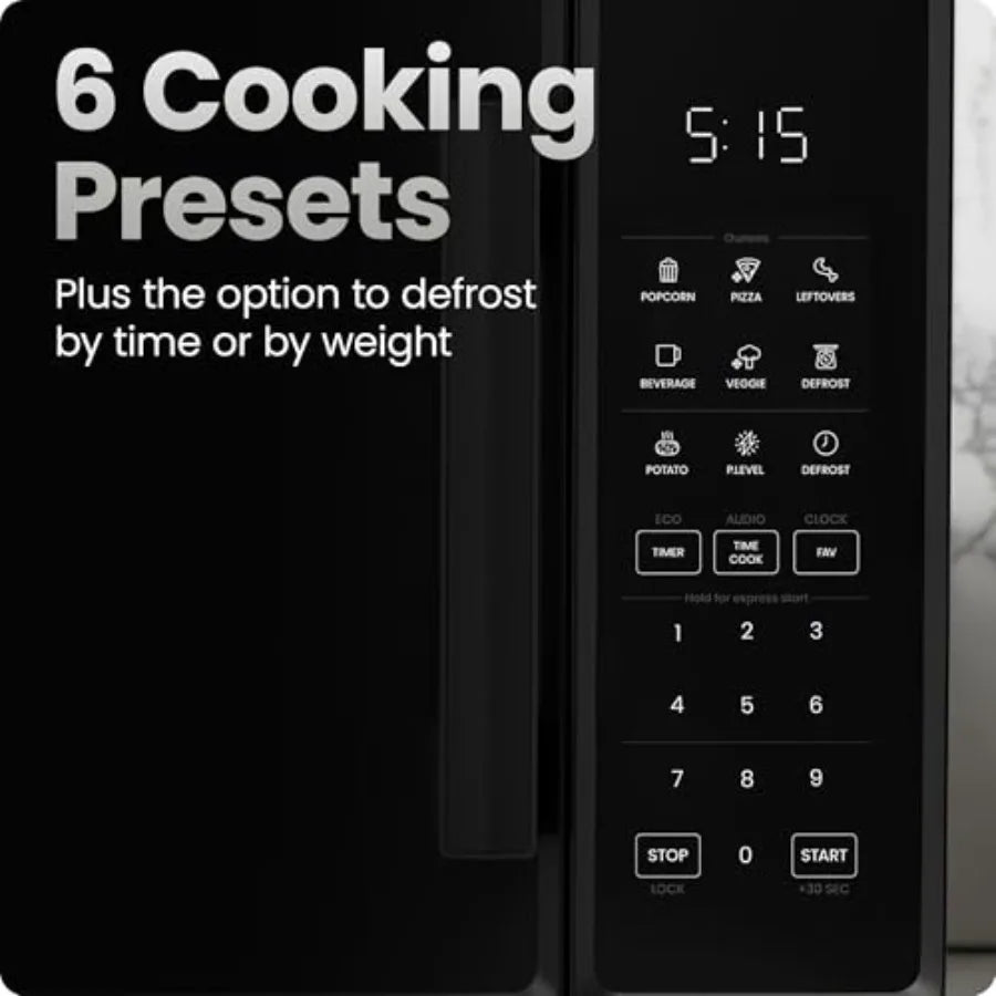 Countertop Microwave Oven 1.1 Cu. Ft., 1000 Watts with 10 Power Levels, 6 Cooking Presets with One-Touch Express Cook, Eco Mode