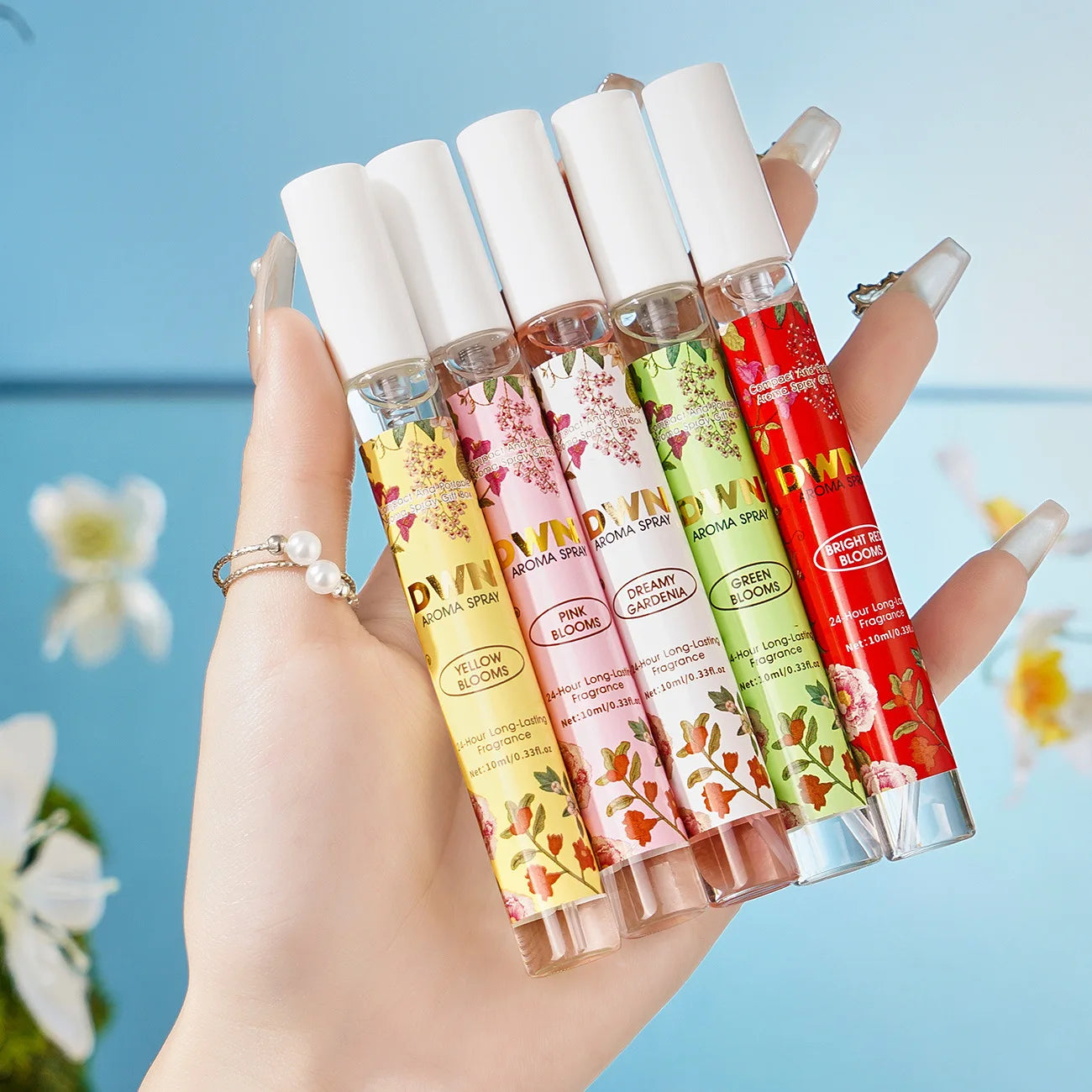 5pcs Flowers Perfume Gift Set Elegant Charm Fragrance Spray Long-Lasting for Women Men Romantic Pheromone 10ml