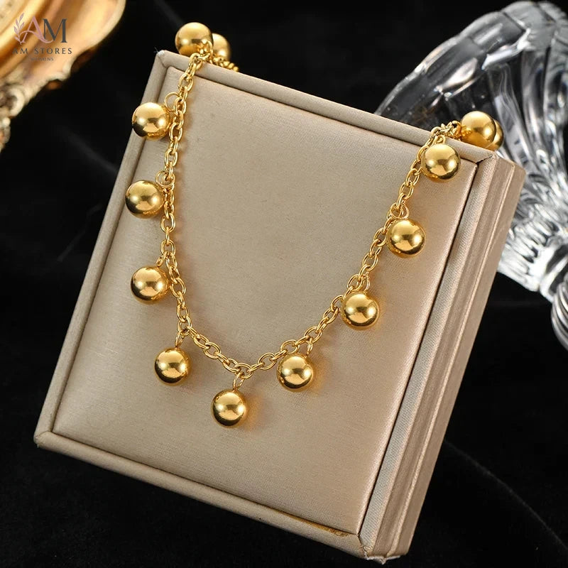 EILIECK 316L Stainless Steel Hollow Ball Bead Necklace - view 6