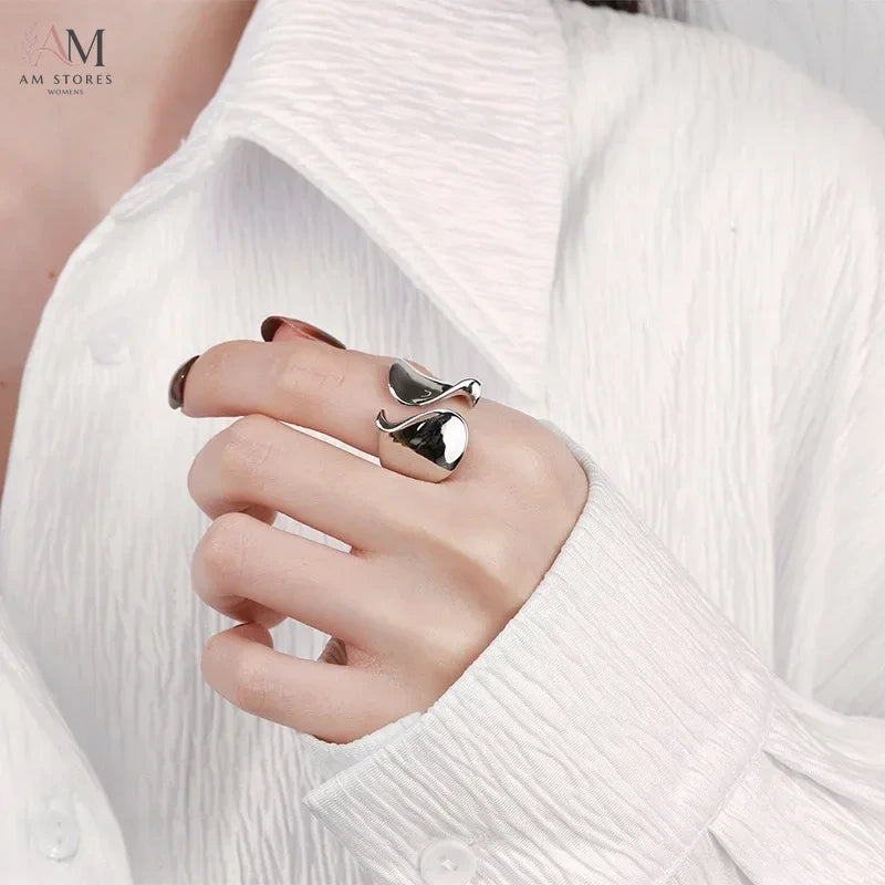 925 Sterling Silver Open Couple Women's Ring - view 4