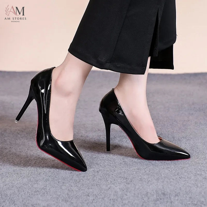 Women's Patent Leather Pointed-Toe Red-Sole Stiletto Pumps - view 3