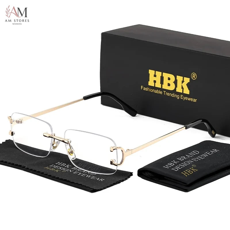 HBK Unisex Vintage Rimless Rectangle Sunglasses UV400 - view 9