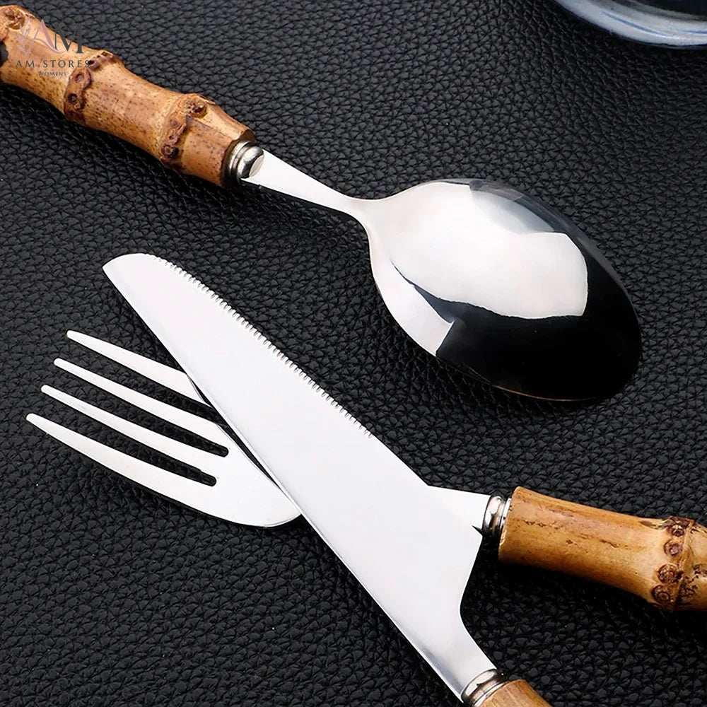 Bamboo 24-Piece Stainless Steel Flatware Set - view 5