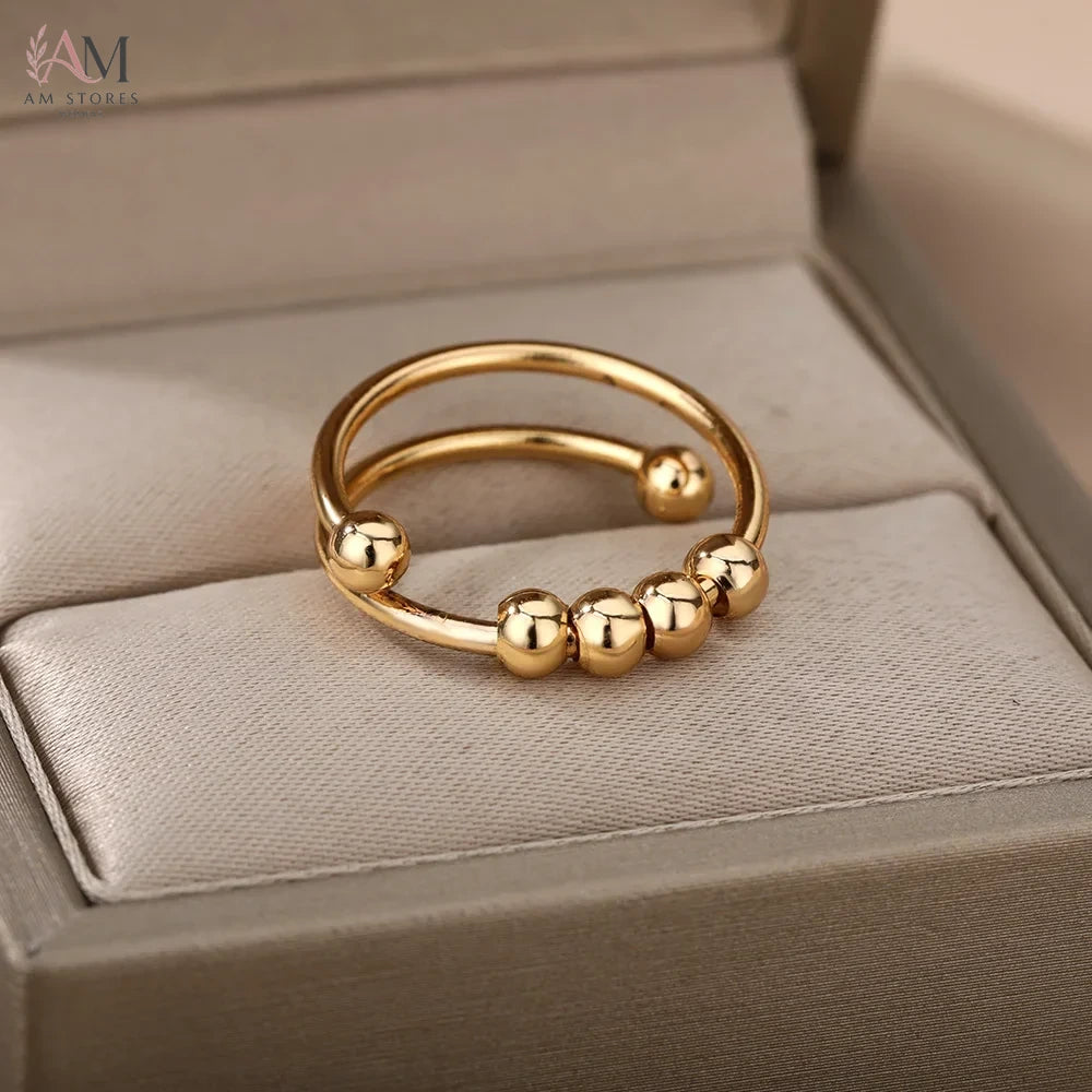 Anxiety Stainless Steel Adjustable Women's Ring - view 2