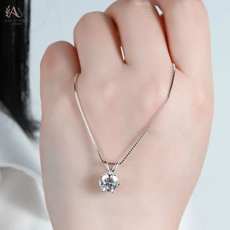 0.5–5ct Moissanite Pendant Necklace in 925 Silver - view 4