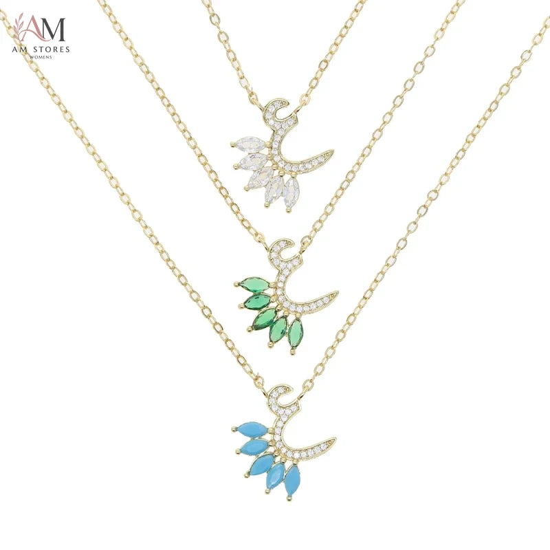 Gold-Plated Colorful Arabic Letter Pendant Necklace - view 12