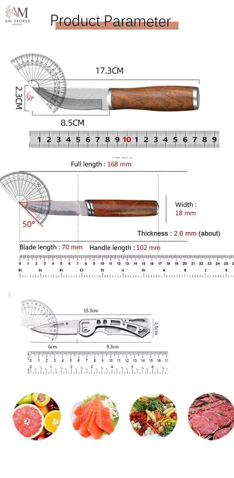 WXCOO Stainless Steel Butcher Knife with Protective Sheath - view 6