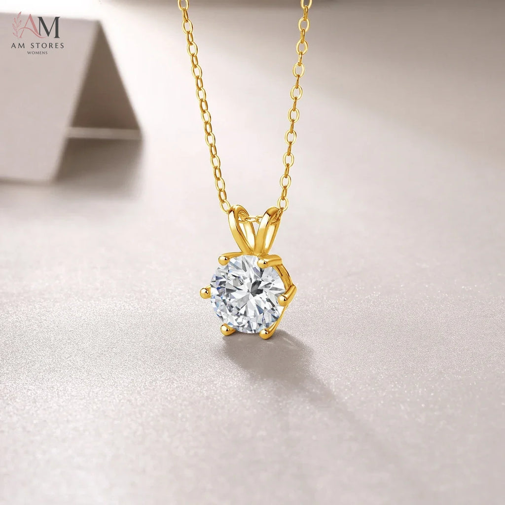 14K Gold Moissanite Pendant Necklace - view 2