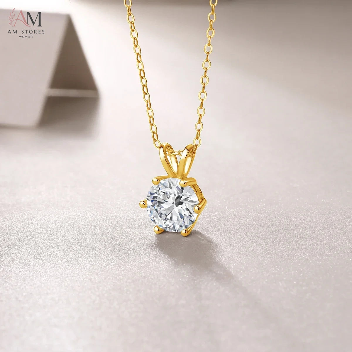 14K Gold Moissanite Pendant Necklace - view 2
