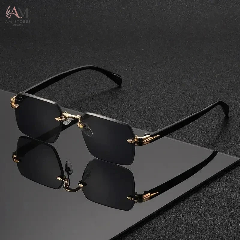 Unisex Rimless Rectangle Sunglasses UV400 - view 1