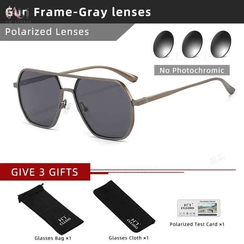 CLLOIO Unisex Square Polarized Photochromic Aluminum Sunglasses UV400 - view 7