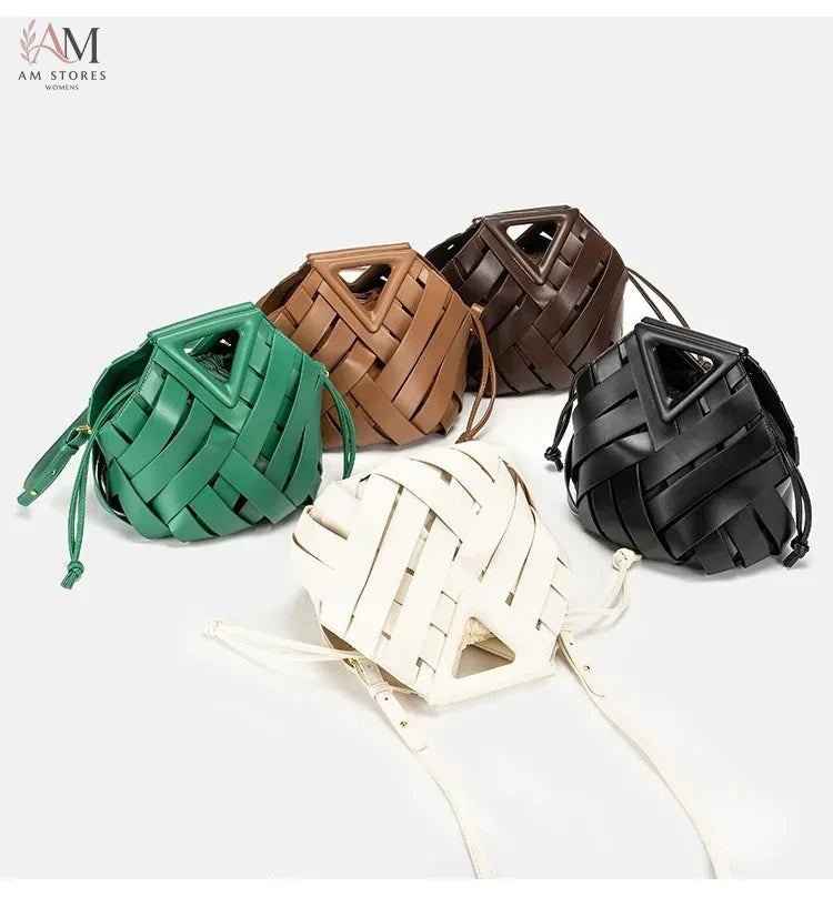 Women's Leather Woven Crossbody Bag - view 5