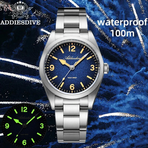ADDIESDIVE Luxury Stainless Steel Women's Watch 36mm Sapphire Crystal C3 Retro Night Light Lady Quartz Watch 100m Waterproof New