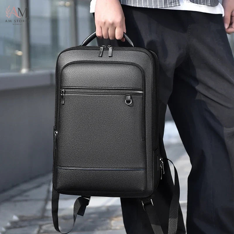 Executive Men's PU Leather Travel Backpack - view 3
