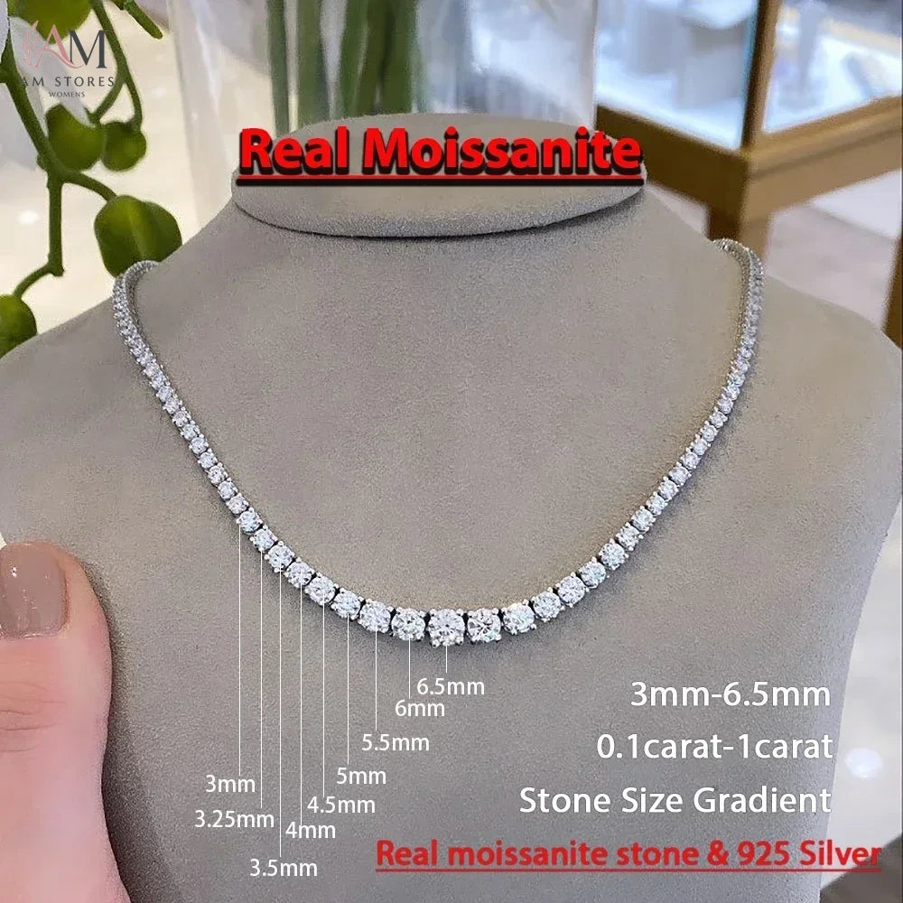 Moissanite Tennis Necklace in S925 Silver - view 8