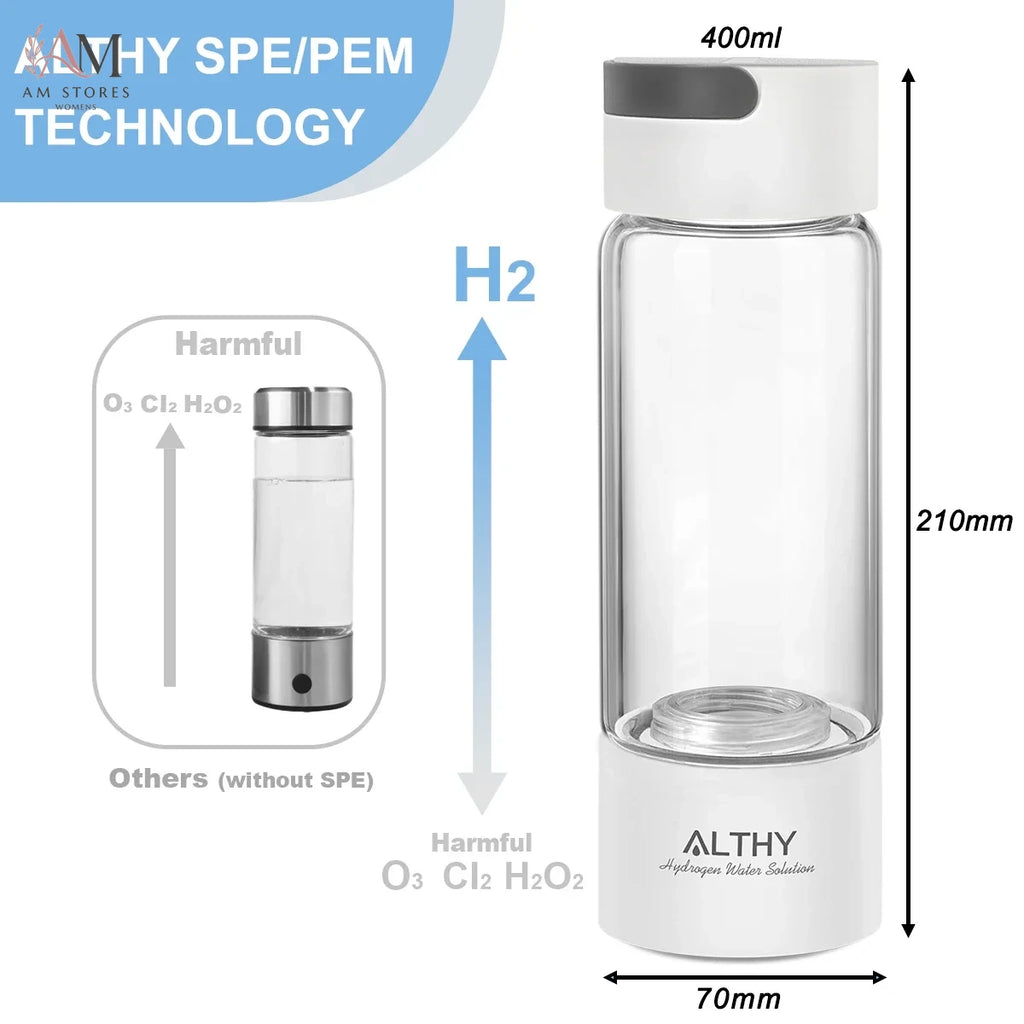 Glass Hydrogen Water Generator Bottle with Inhalation Port - Image 3