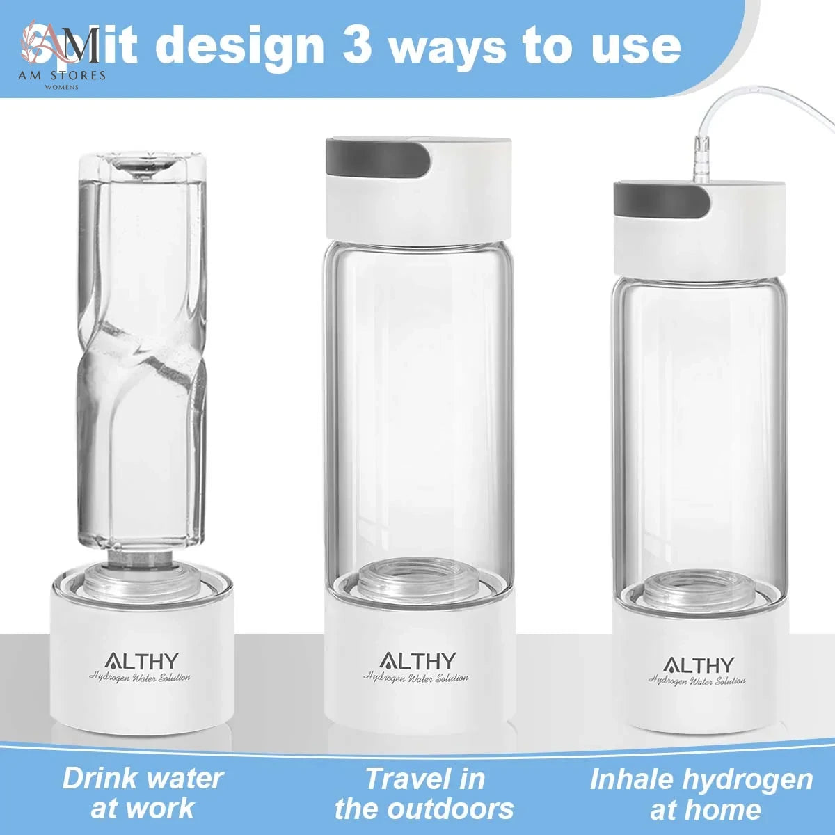 Glass Hydrogen Water Generator Bottle with Inhalation Port - Image 4