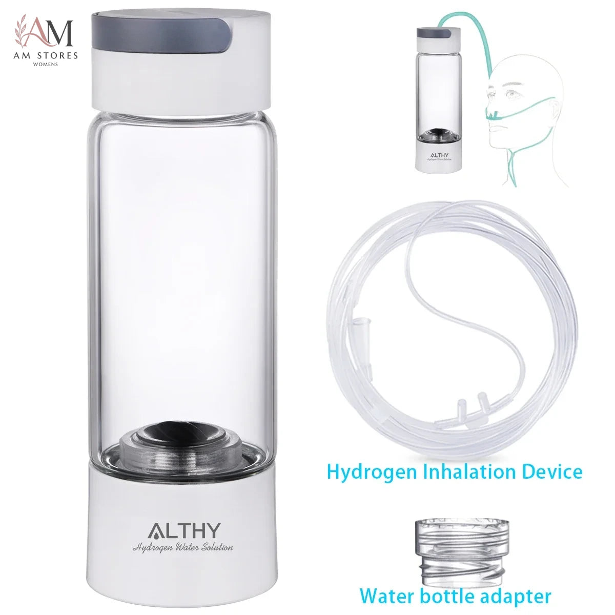 Glass Hydrogen Water Generator Bottle with Inhalation Port - Image 7