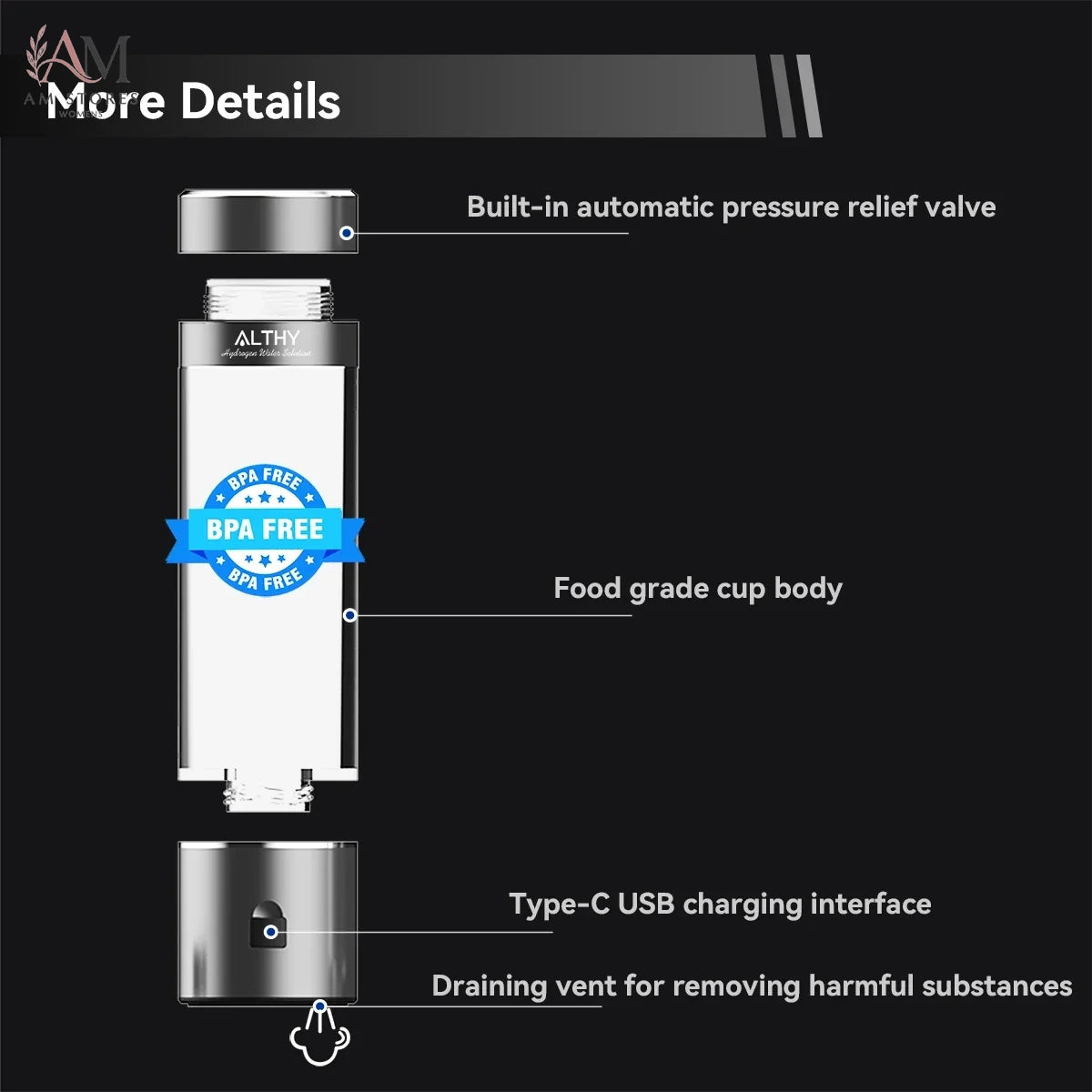 Hydrogen Water Generator Bottle with Digital Display - Image 4