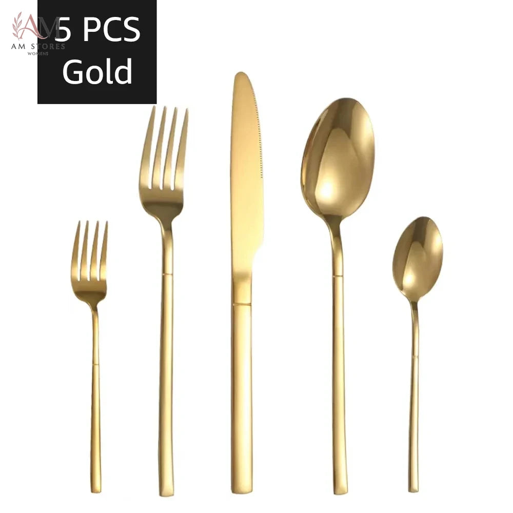 30-Piece Stainless Steel Gold Flatware Set - view 13