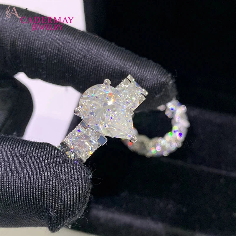 Cadermay 5ct Pear-Cut Moissanite Ring Set - view 6