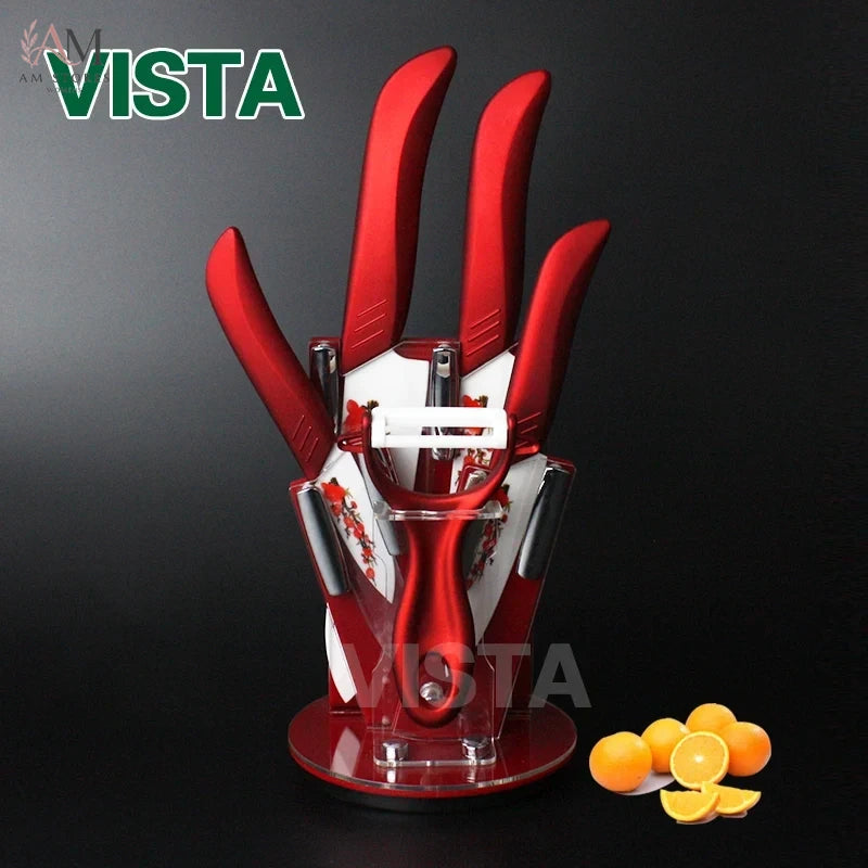 Ceramic Kitchen Knife Set with Stand & Peeler - view 1