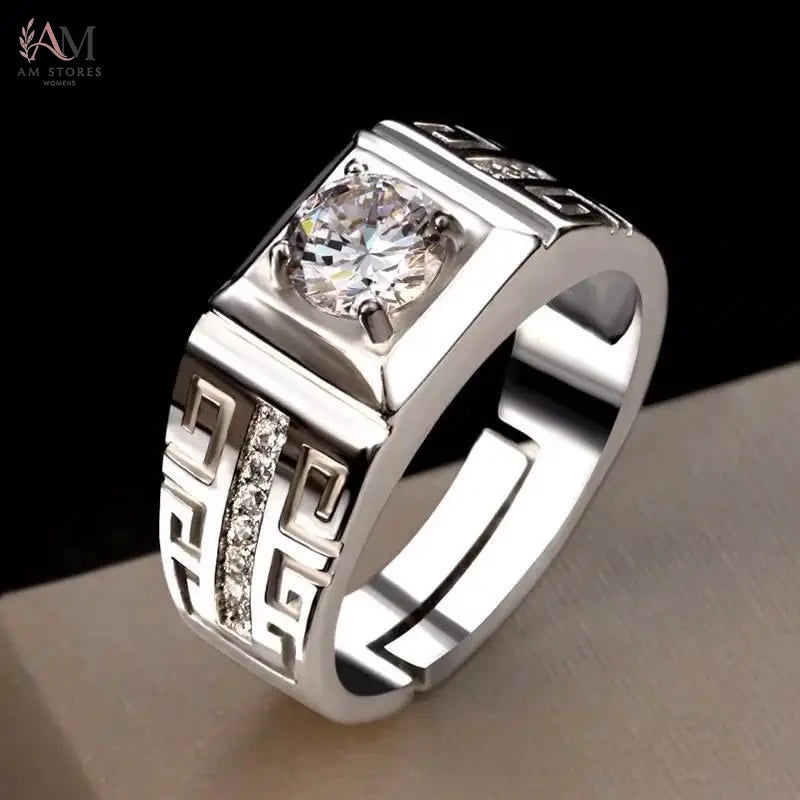 925 Sterling Silver Crystal Wedding Couple Unisex Ring - view 1
