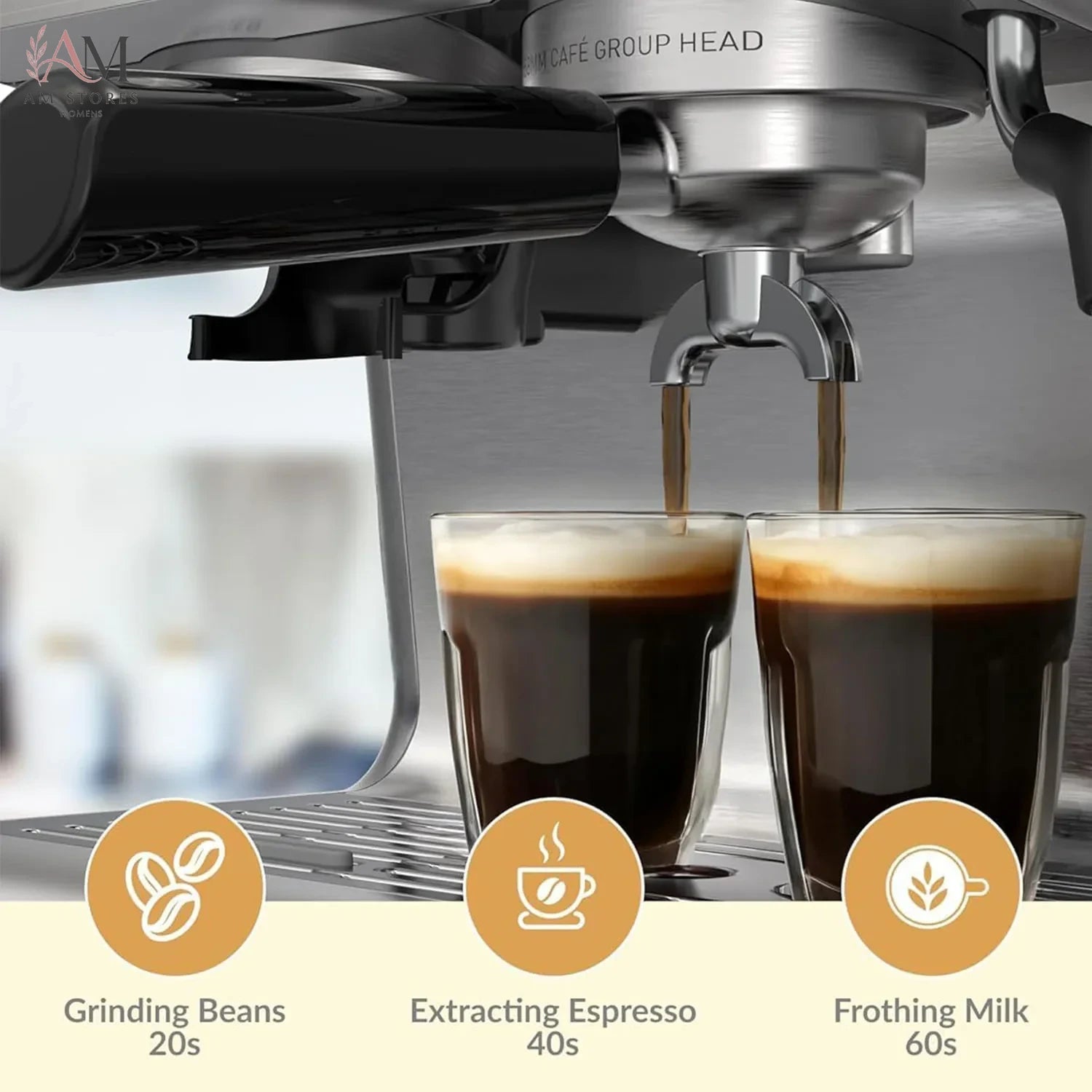 20-Bar 1450W Espresso Machine with Built-In Grinder - view 5