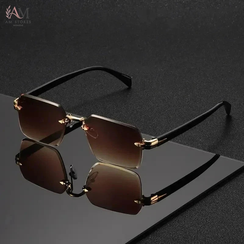 Unisex Rimless Rectangle Sunglasses UV400 - view 3