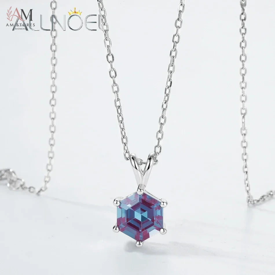 ALLNOEL 2ct Alexandrite Hexagon Pendant Necklace - view 6