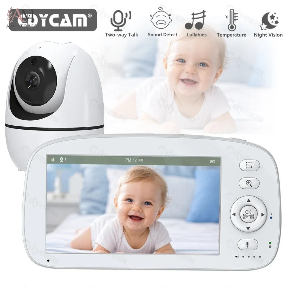 Baby Monitor with Camera and Night Vision, 5''Display with 5000mAh Battery,Pan-Tilt-Zoom Video Baby Monitor,2-Way Talk Lullabies