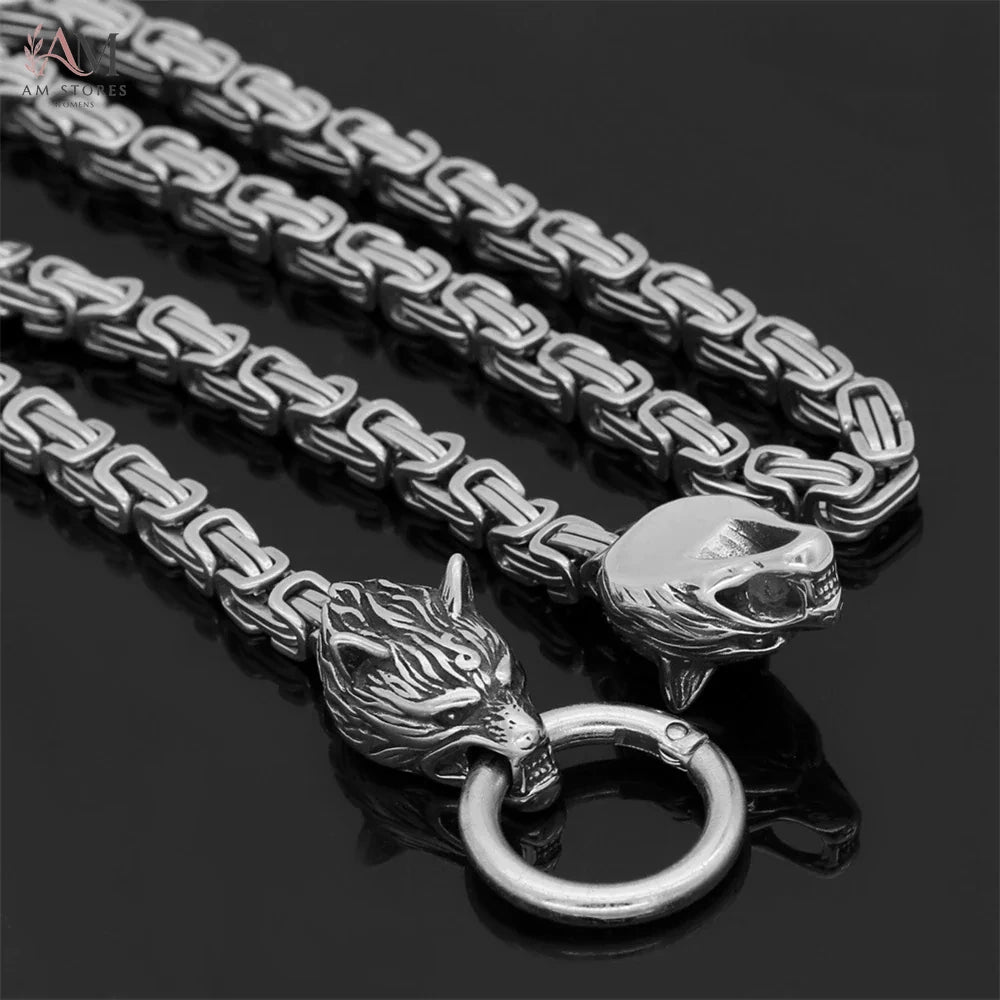 Stainless Steel Wolf Celtic Men's Pendant Necklace - view 4