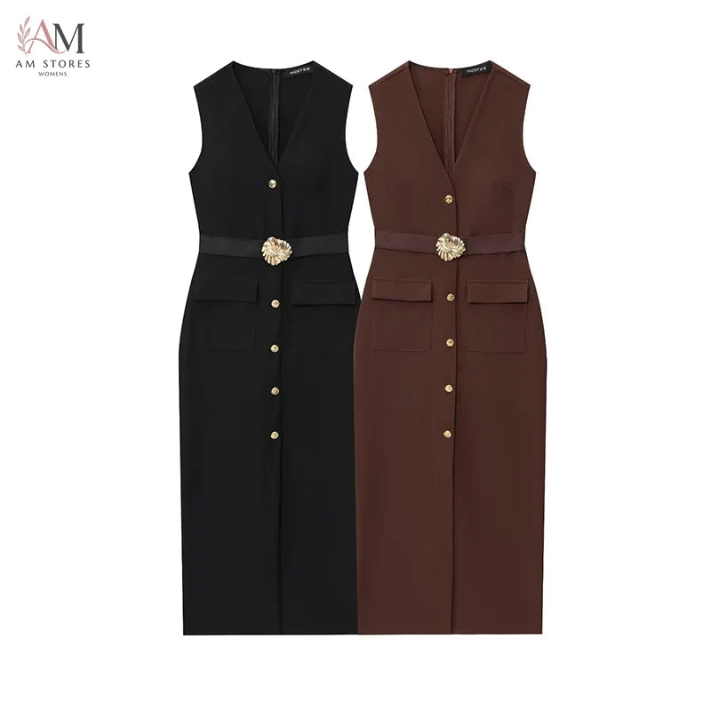 Black Elegant Party Midi Dresses 2026 Women's Summer Sleeveless Long Dresses Fashion Casual Vintage Evening Party Dress  ﻿