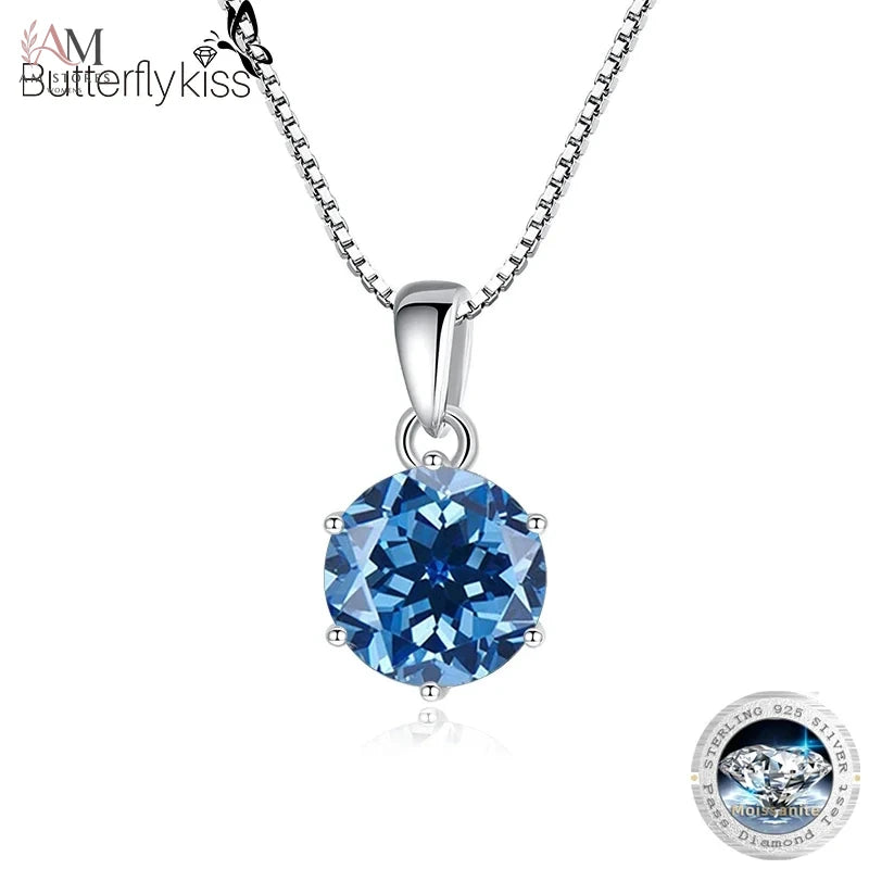 Butterflykiss 1 CT Real Moissanite Pendant Necklace For Women Top Quality 925 Sterling Silver Wedding Party Bridal Fine Jewelry