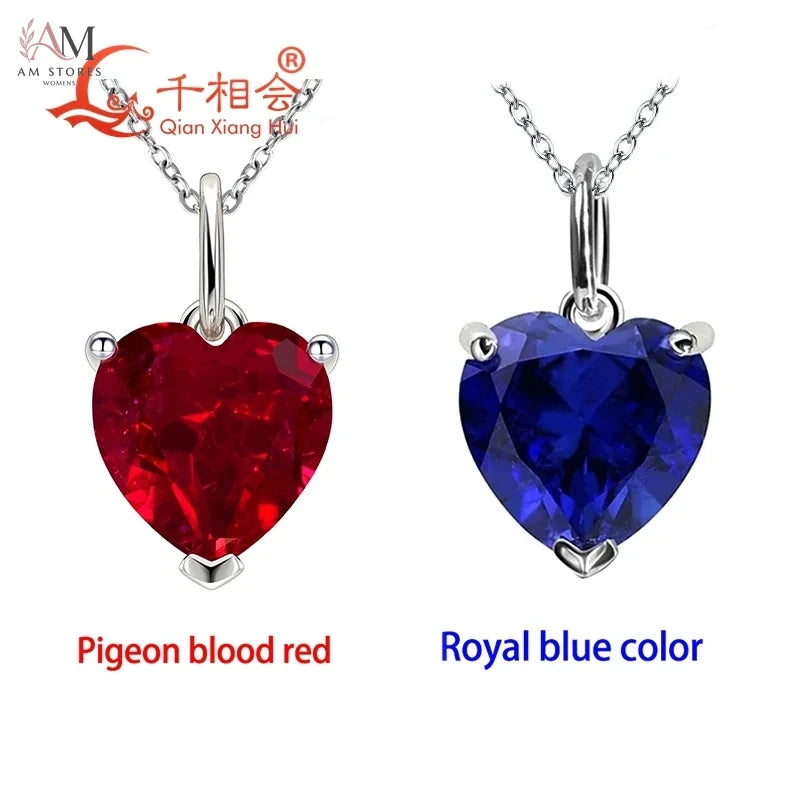 3.6ct Heart-Shaped Lab-Grown Gemstone Pendant Necklace - view 1