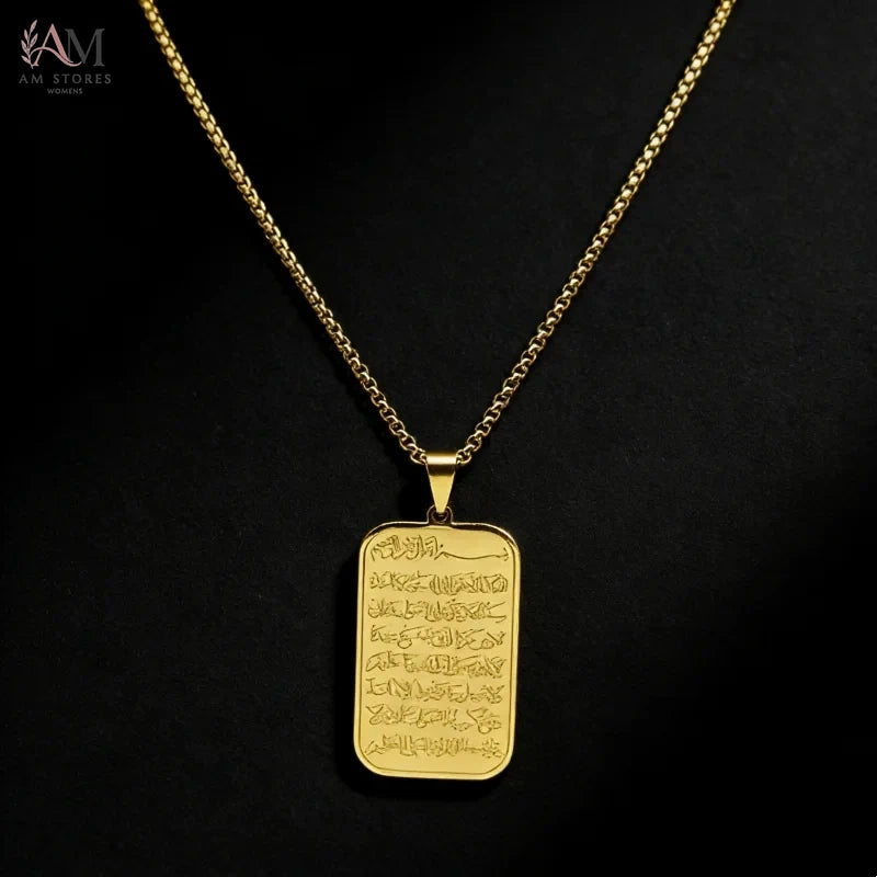 Stainless Steel Islamic Engraved Pendant Necklace - view 4