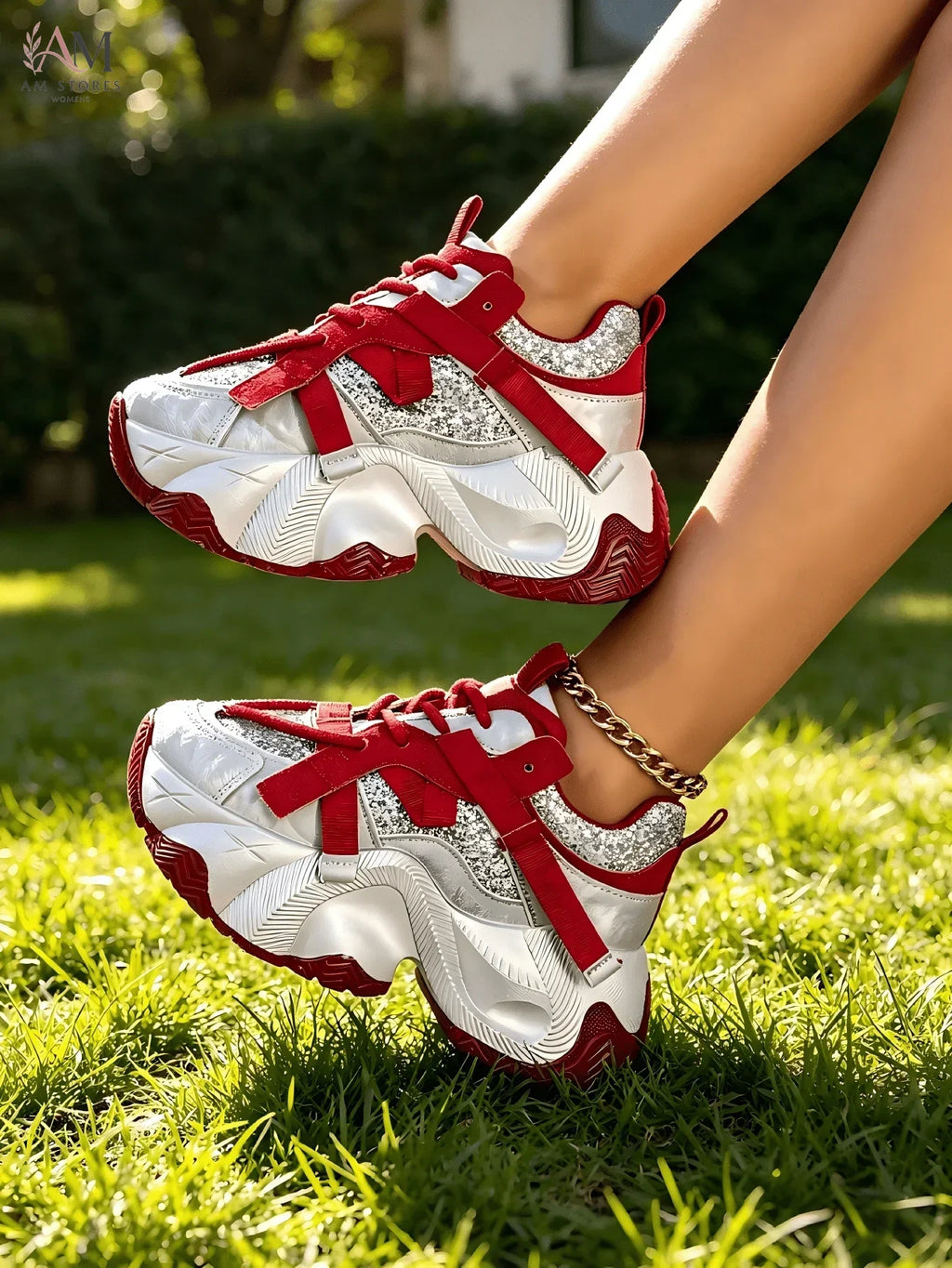 Women's Platform Glitter Breathable Casual Sneakers - view 5