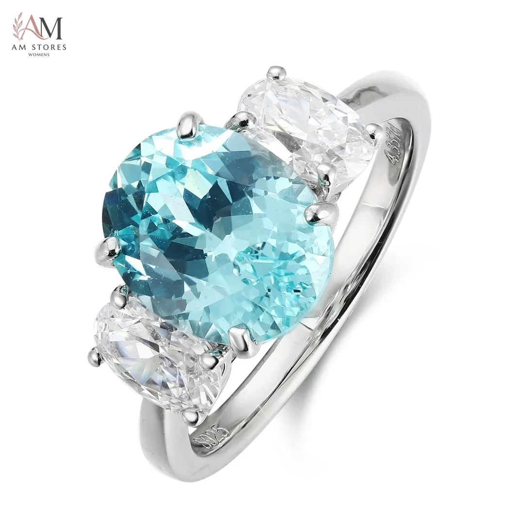 3-Stone Lab-Grown Emerald Engagement Ring in 925 Silver - view 7