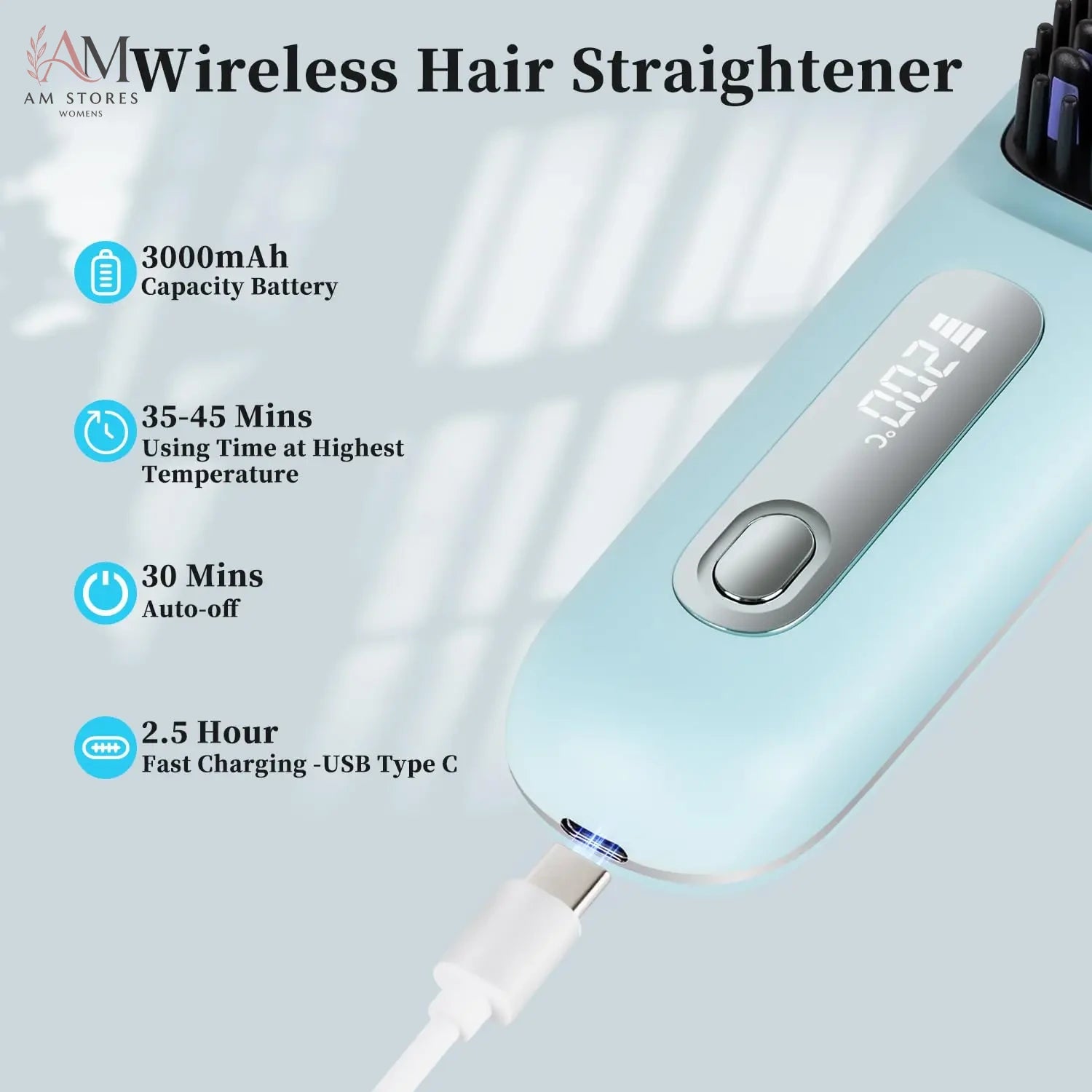 Portable Ceramic Hair Straightening Brush - view 4