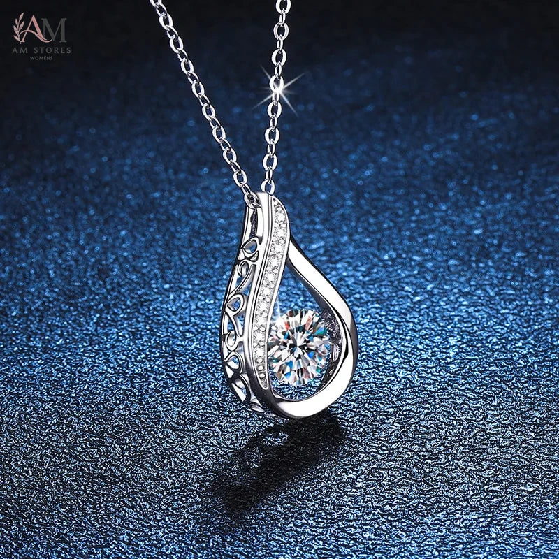 GRA 1ct Moissanite Pendant Necklace in 925 Silver - view 5