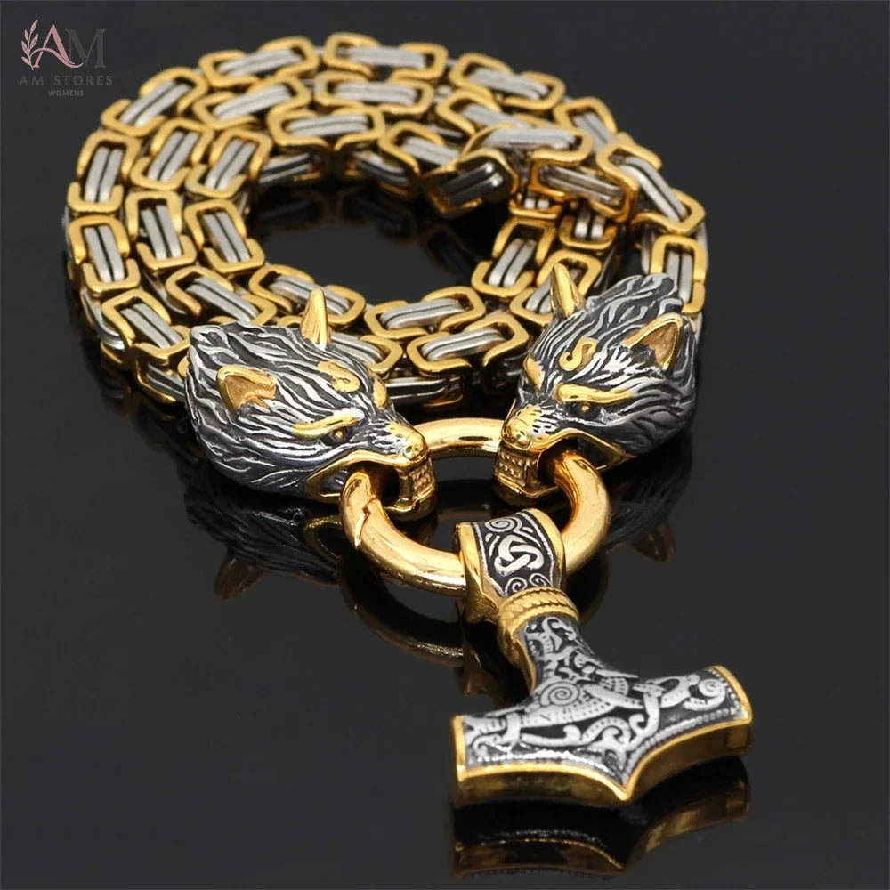 Stainless Steel Wolf Celtic Men's Pendant Necklace - view 9