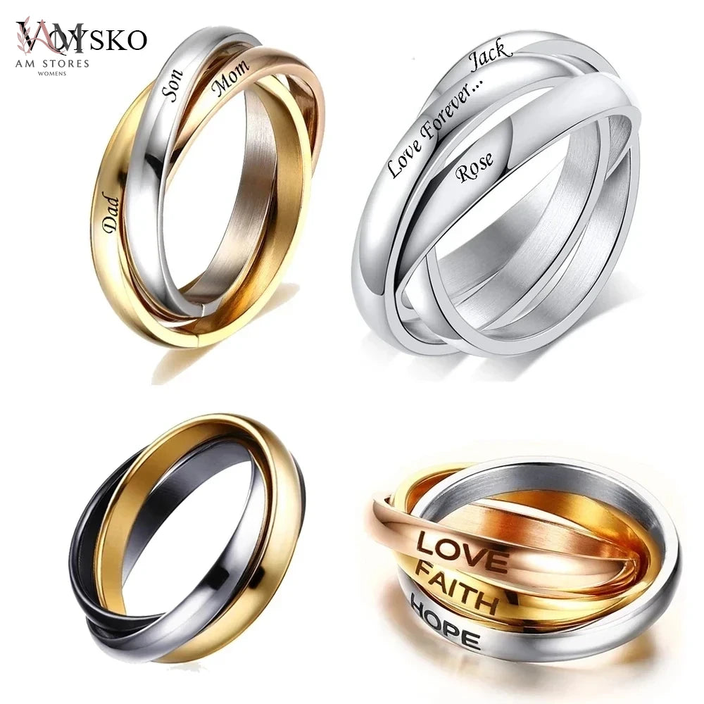 Customize Stainless Steel Engagement Wedding Women's Ring - view 1