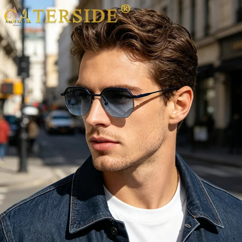 Caterside Unisex Vintage Polygon Small-Frame Sunglasses - view 2