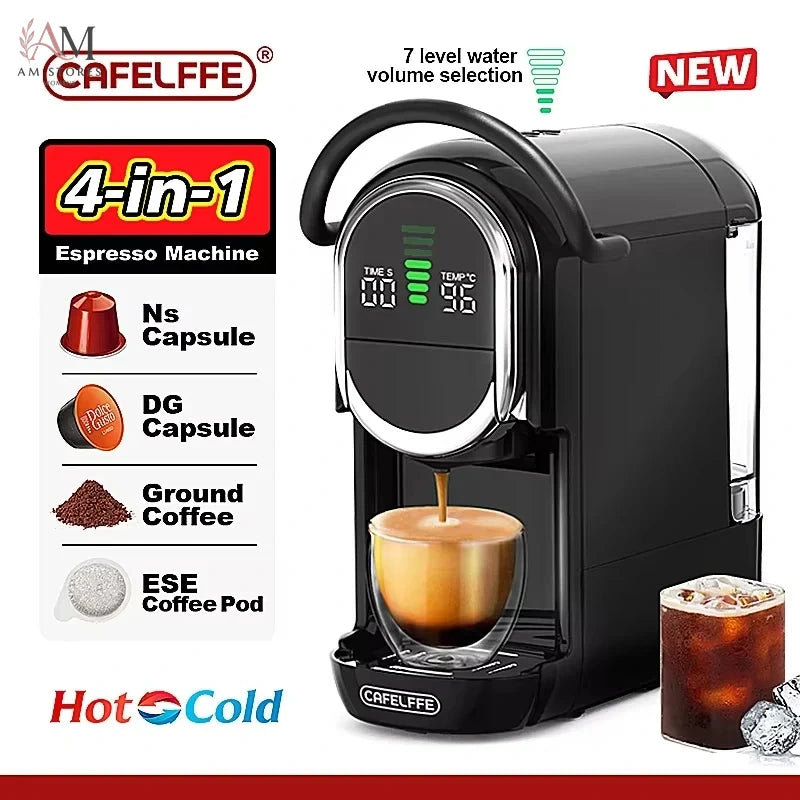 CAFELFFE 4in1 Capsule Coffee Machine Hot/Cold Multiple Espresso Cafetera Cappuccino Coffee Maker Dolce Gusto Nespresso Powder 19