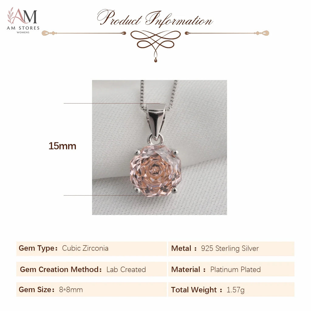 Potiy 2ct Morganite Cubic Zirconia Pendant Necklace - view 3