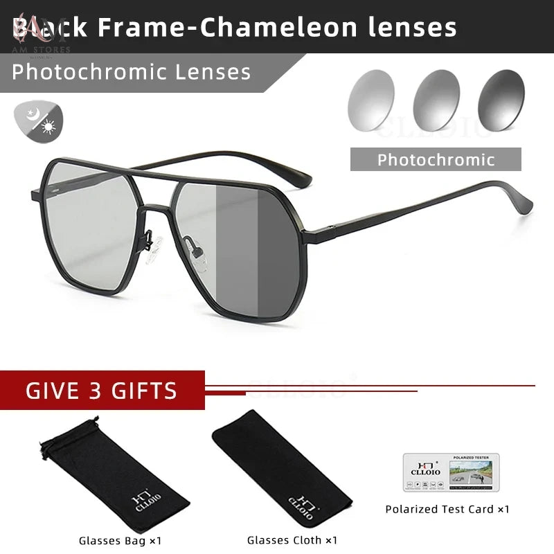 CLLOIO Unisex Square Polarized Photochromic Aluminum Sunglasses UV400 - view 8