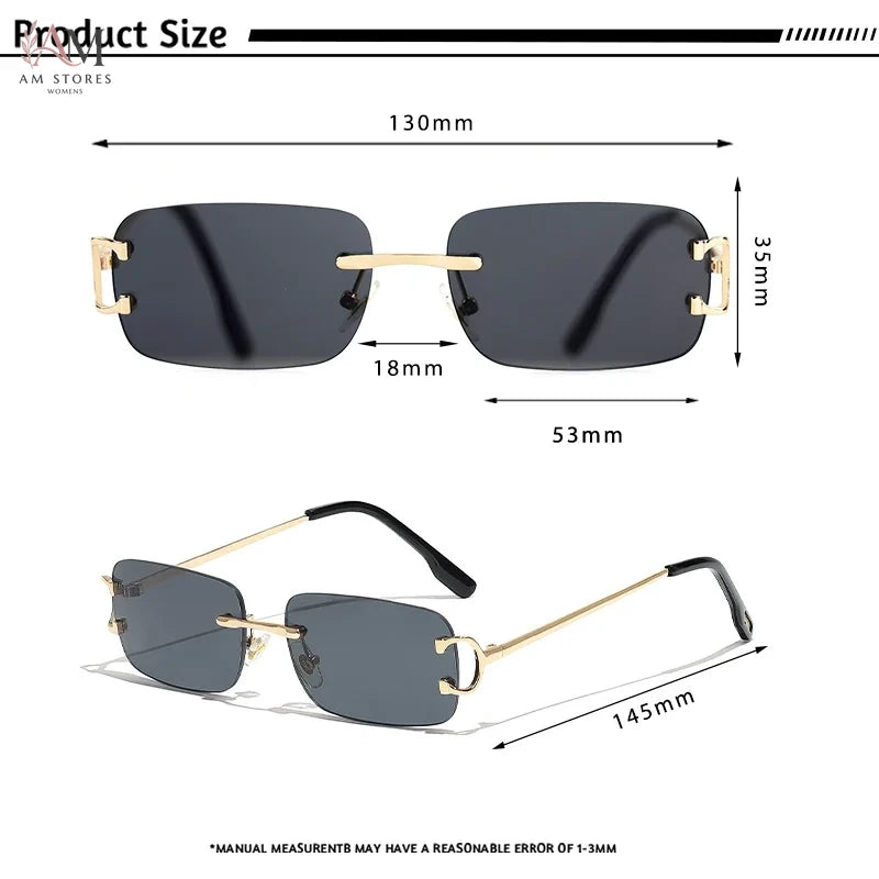 HBK Unisex Vintage Rimless Rectangle Sunglasses UV400 - view 5