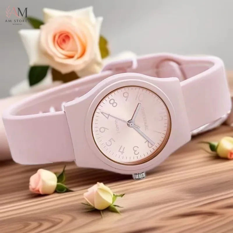Chic Ladies' Quartz Watch: Simple Casual Candy Color Design Perfect for Students and Everyday Wear