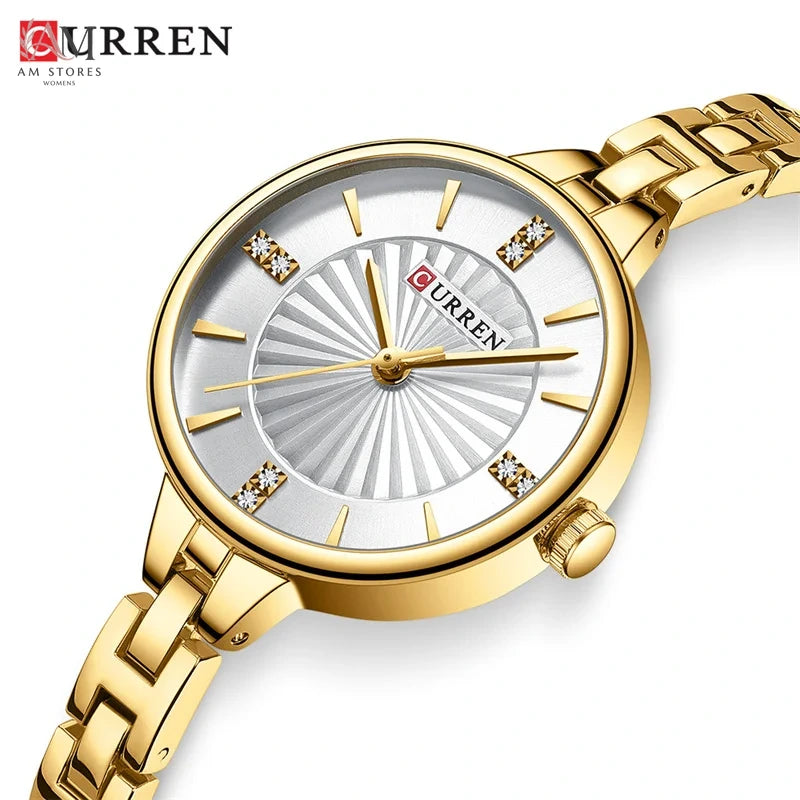 CURREN 9097 Luxury Bracelet Simple Casual Quartz Watch Women's Watches Elegant Premium Compact Watch Date часы женские на