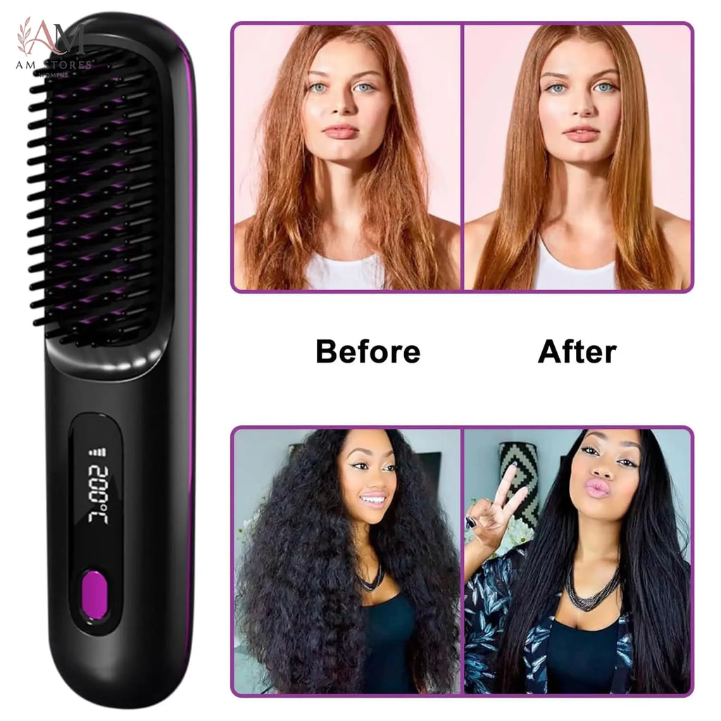 USB Portable Ceramic Hair Straightening Brush - view 3